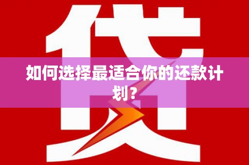 高坪如何选择最适合你的还款计划？