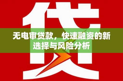 高坪无电审贷款，快速融资的新选择与风险分析